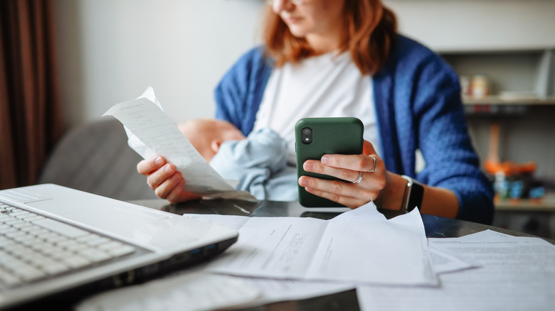 Person paying bills.