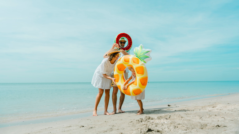 a family on vacation at the beach