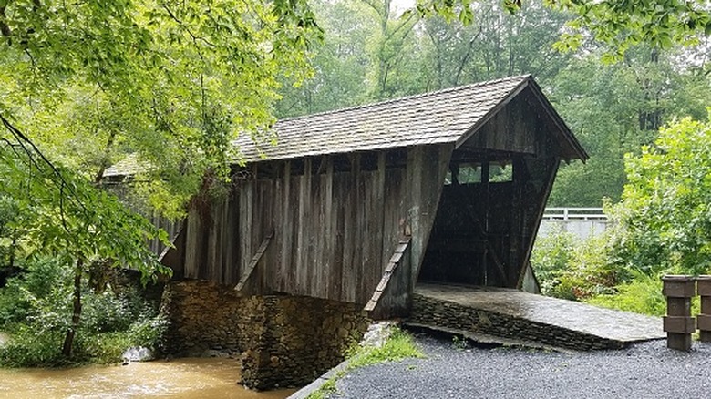 The historic Pigsah Covered Bridge in Asheboro, North Carolina