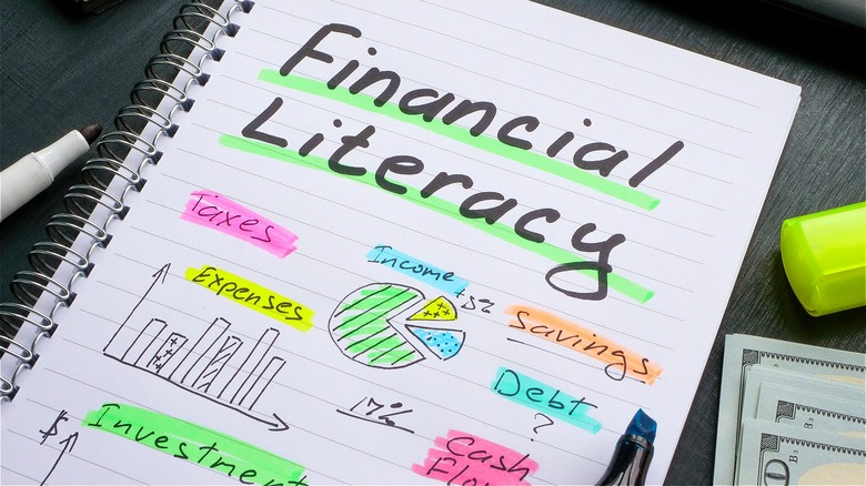 Paper with financial literacy terms