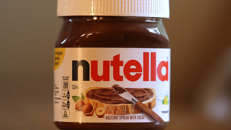 Close up of a jar of Nutella