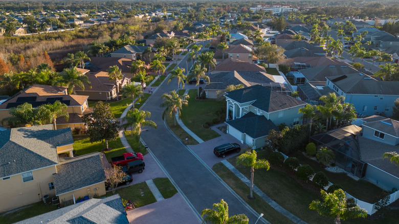 An overhead view of a residential part of Tampa, Florida