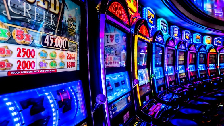 Row of casino slot machines
