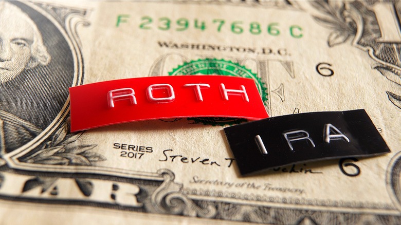"ROTH," "IRA" labels on dollar