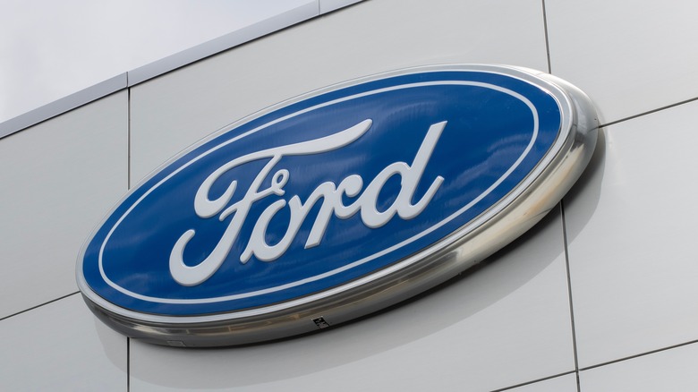Ford sign is seen at a Ford dealership store in Beaverton, Oregon.
