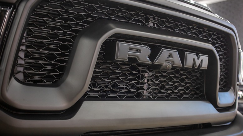 RAM Rebel emblem close-up and trademark logo.