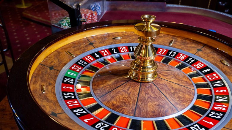 A roulette wheel in a casino