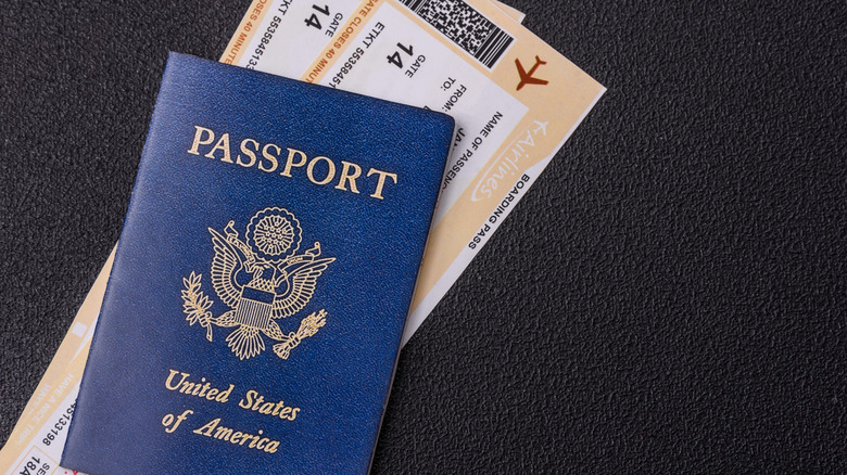 U.S. passport and boarding passes.