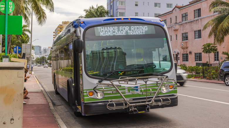 A Miami-Dade bus stopped on city street