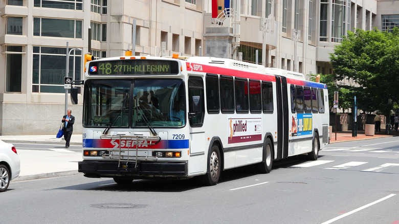 SEPTA bus riding down Philadelphia street