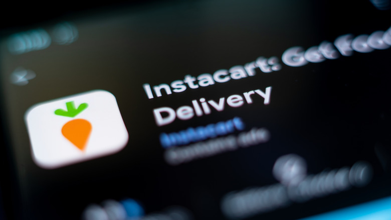 A zoomed-in image of the Instacart app on a mobile device