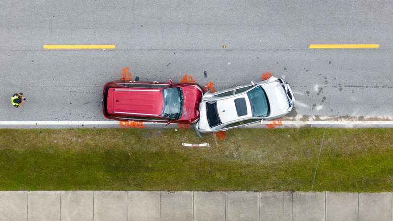 Two cars involved in a rear-end crash