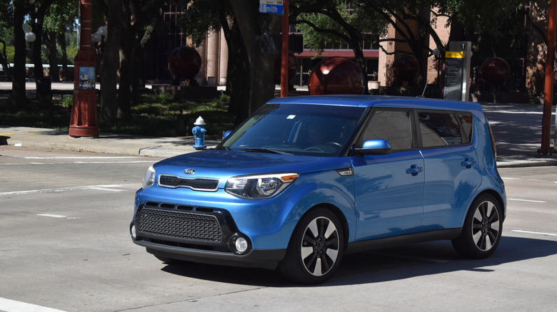 A blue Kia Soul in Houston