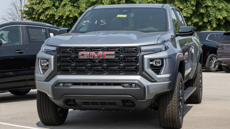 Gray GMC Canyon pickup truck parked outdoors