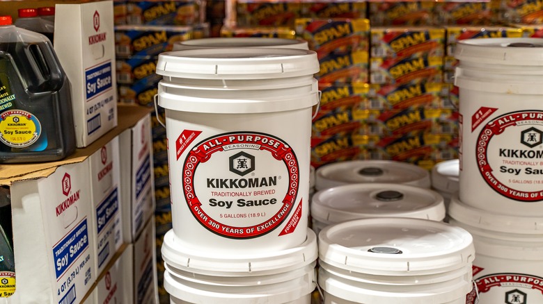 Soy sauce on shelf at costco