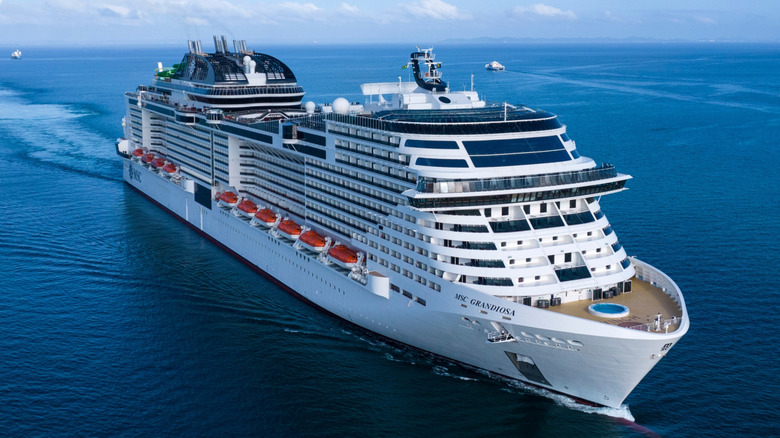 An MSC cruise ship in beautiful blue water