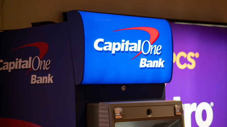Capital One Bank ATM cash machine in tunnel