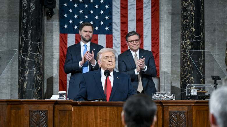 President Trump giving his State of the Union Speech in February 2026