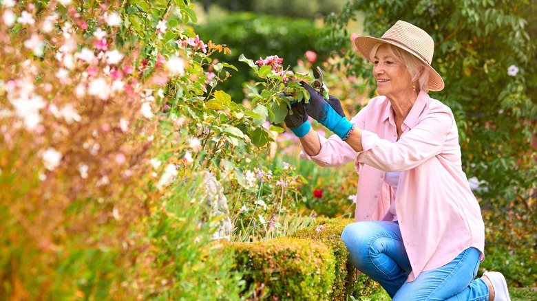 woman tending to her garden