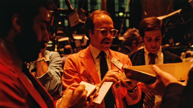 Traders on the floor of the New York Stock Exchange in 1981