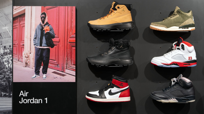 Nike Air Jordan shoes display in a store