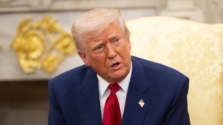 President Donald Trump making a public statement