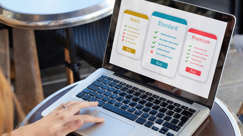 Woman signing up for a subscription service online