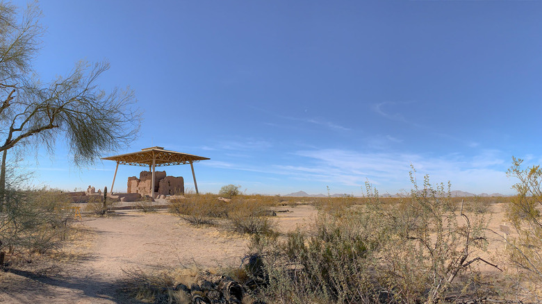 Casa Grande Ruins with desert in foreground