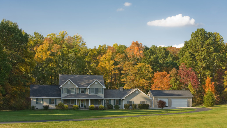 home set against fall foliage