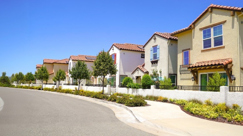 A row of Tuscan style homes in California.