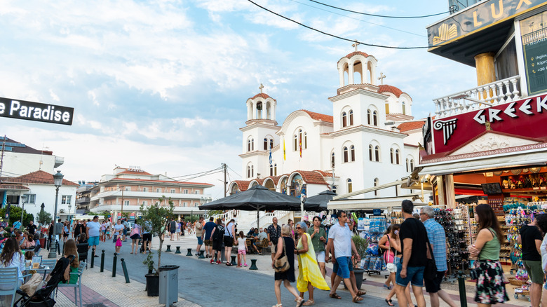 People walking on the streets of Paralia, Katerini, Greece