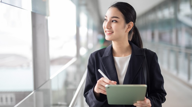 young business women with a tablet