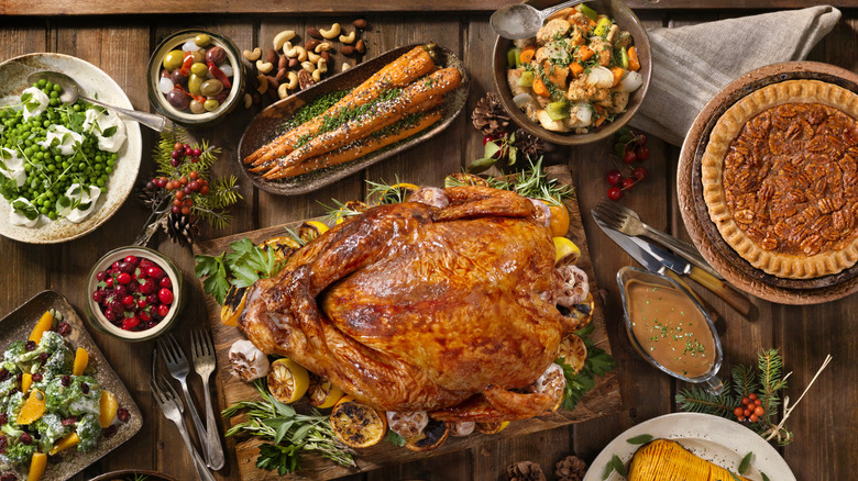 A Thanksgiving food spread