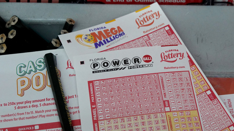 A display of various Florida lottery tickets