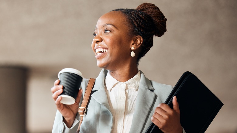 businesswoman heading to work