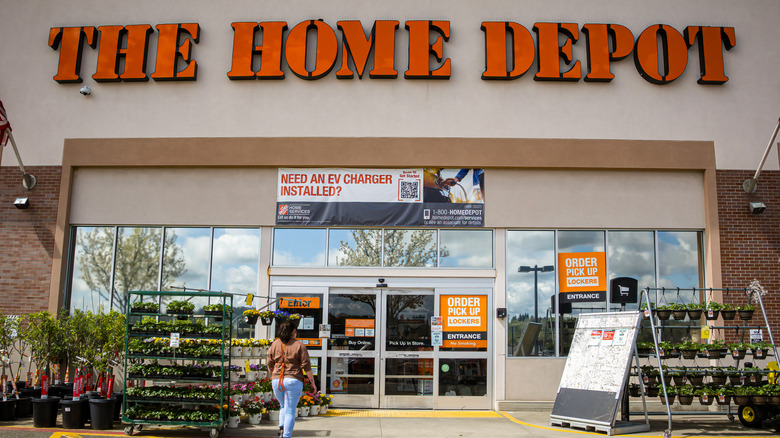A The Home Depot storefront on a bright day