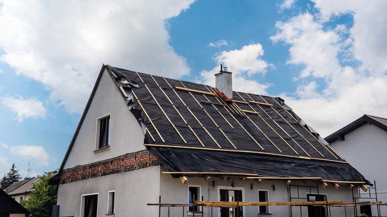 a roof being replaced