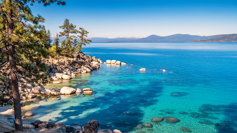 Blue waters of Lake Tahoe in Nevada