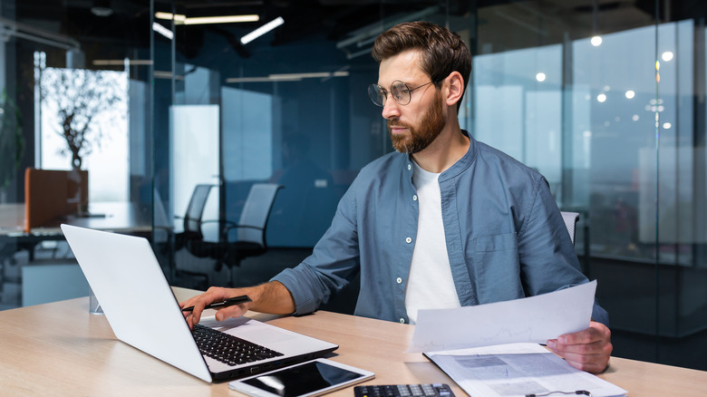 Freelancer working on laptop