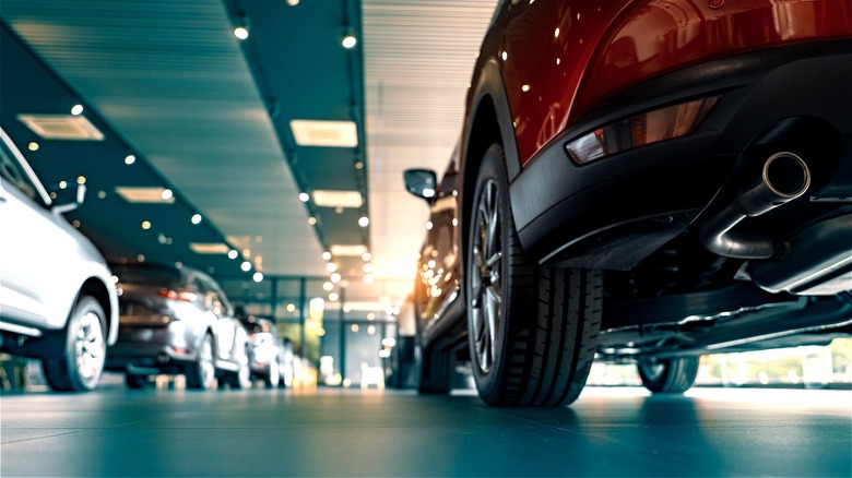 Ground view of car showroom