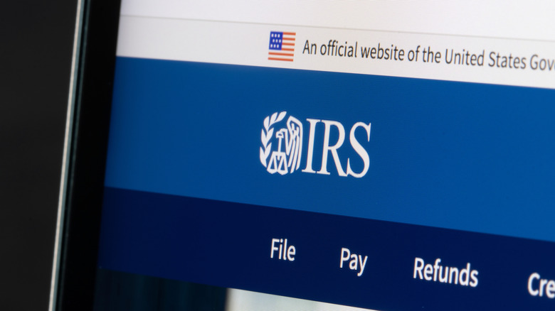 IRS website logo on a laptop screen