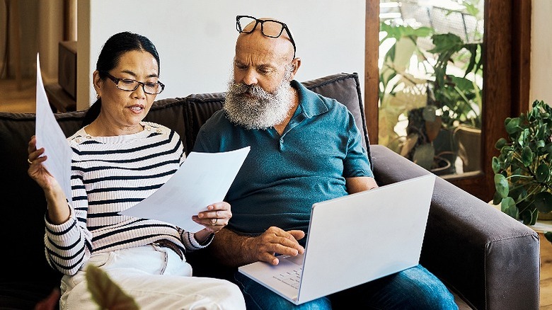 Couple reviewing their finances