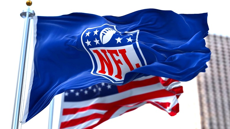 NFL and American flags flying