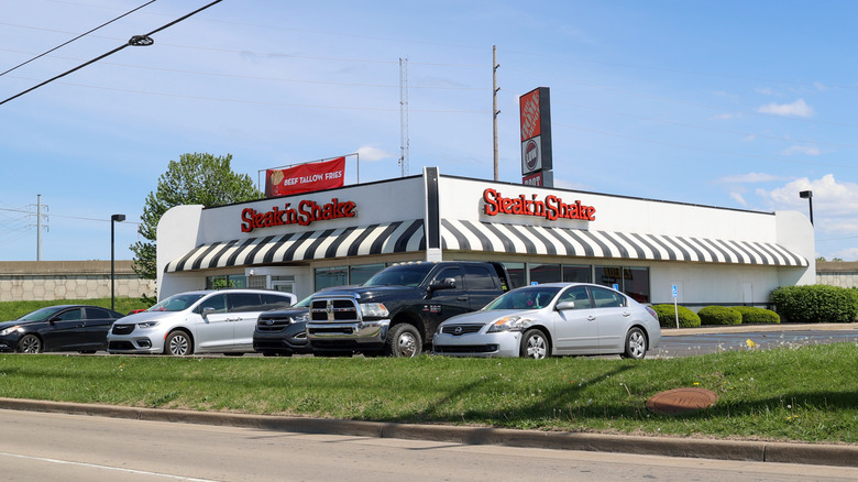 A view of the restaurant Steak 'n Shake in Jeffersonville, Indiana.