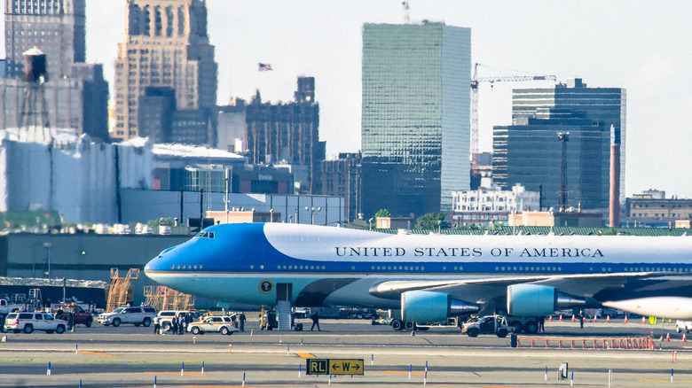 Air Force One on an airport runway