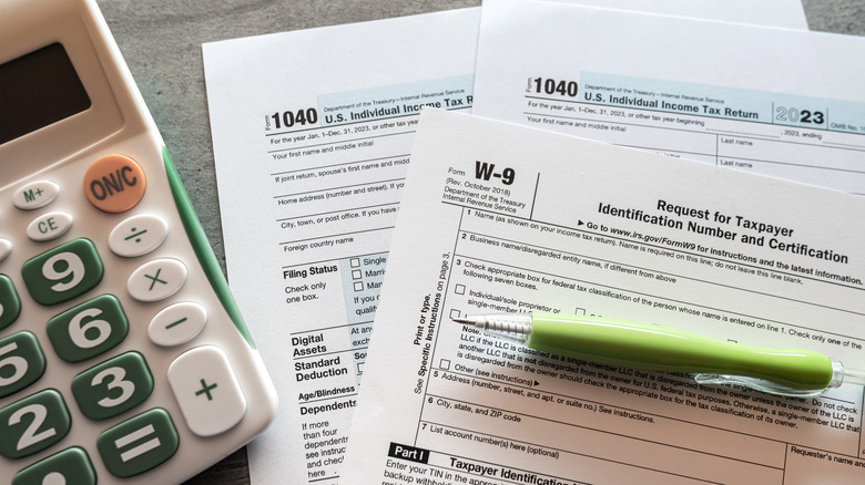 IRS W-9 and 1040 tax forms