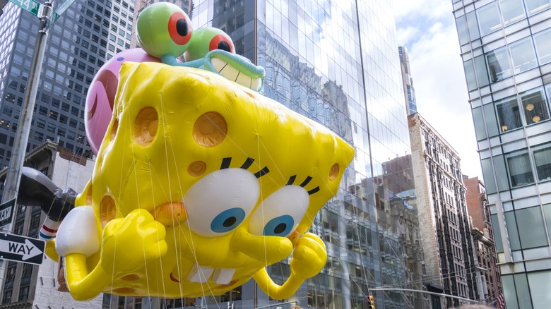 The SpongeBob SquarePants giant balloon at the annual Macy's Thanksgiving Day Parade in New York City.