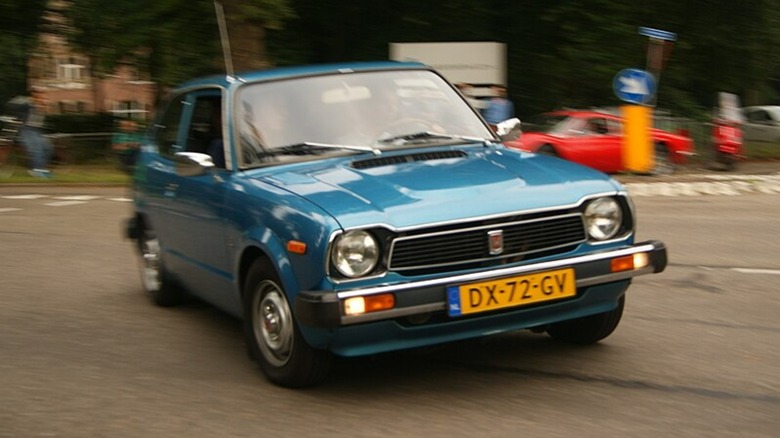 a 1980 Honda Civic driving