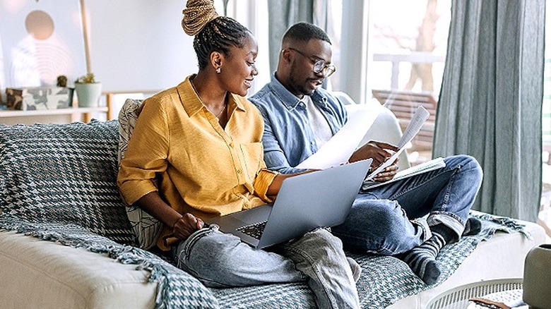 Couple doing their finances together