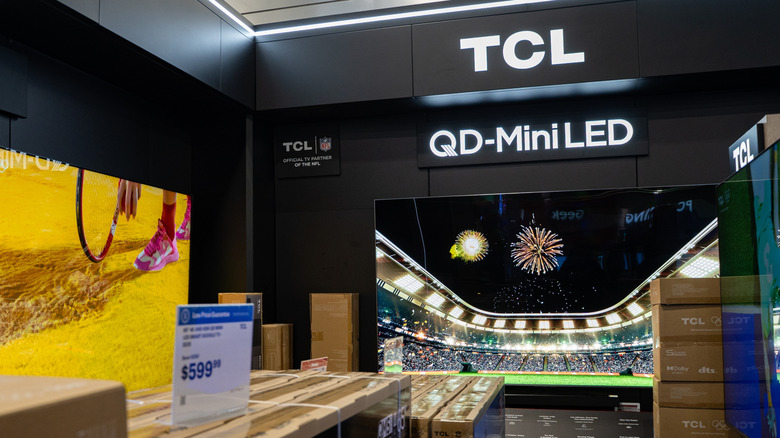 TCL TV section in a store